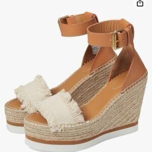 See By Chloe Leather and Fabric Wedges